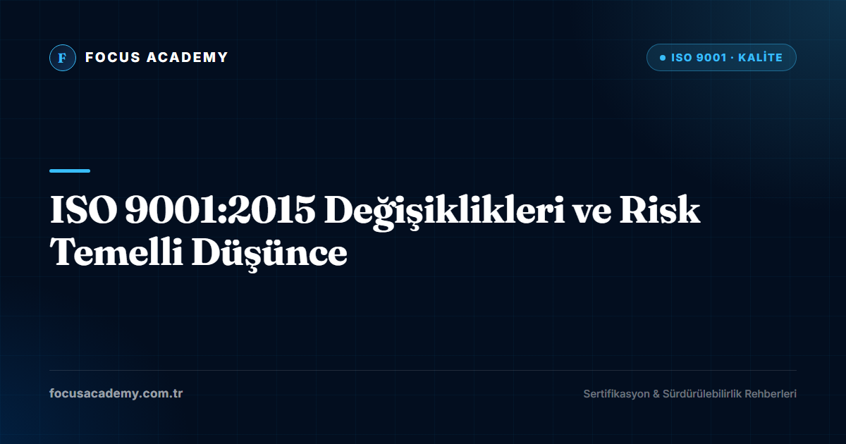 ISO 9001:2015 Değişiklikleri ve Risk Temelli Düşünce