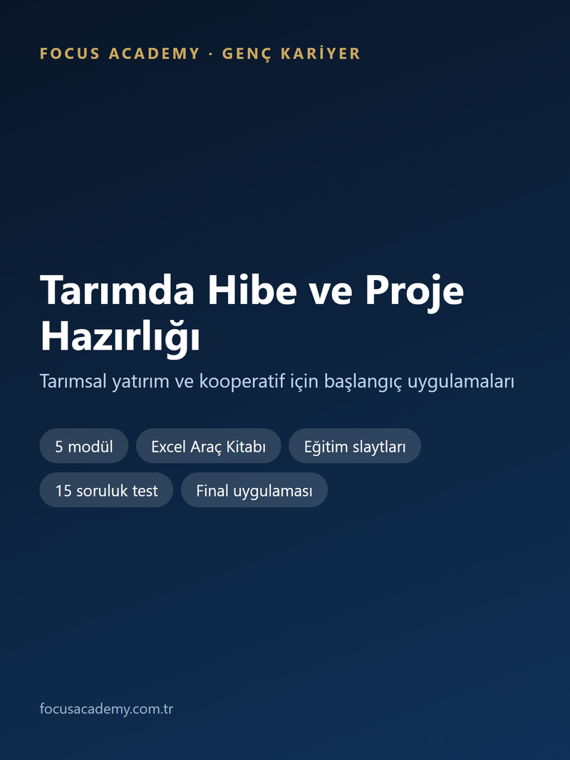 Tarımda Hibe ve Proje Hazırlığı Genç Kariyer paketi kapak