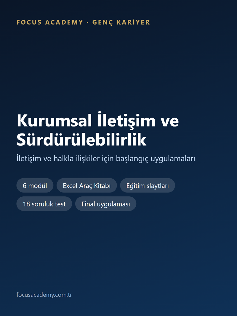 Kurumsal İletişim ve Sürdürülebilirlik Genç Kariyer paketi kapak