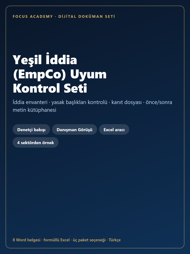 Yeşil İddia (EmpCo) Uyum Kontrol Seti kapak