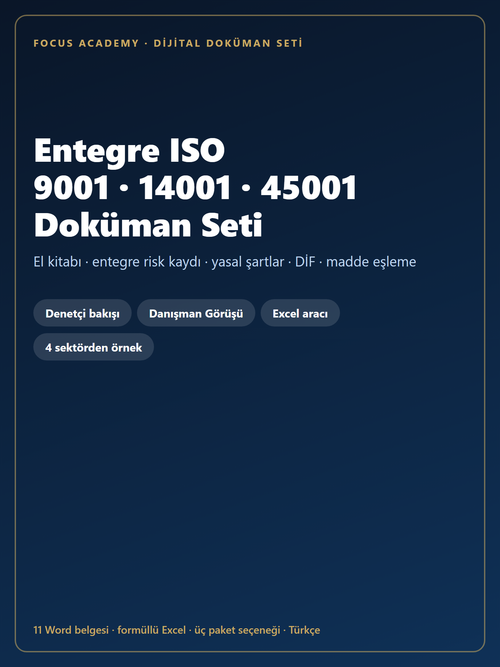 Entegre ISO 9001-14001-45001 Doküman Seti kapak