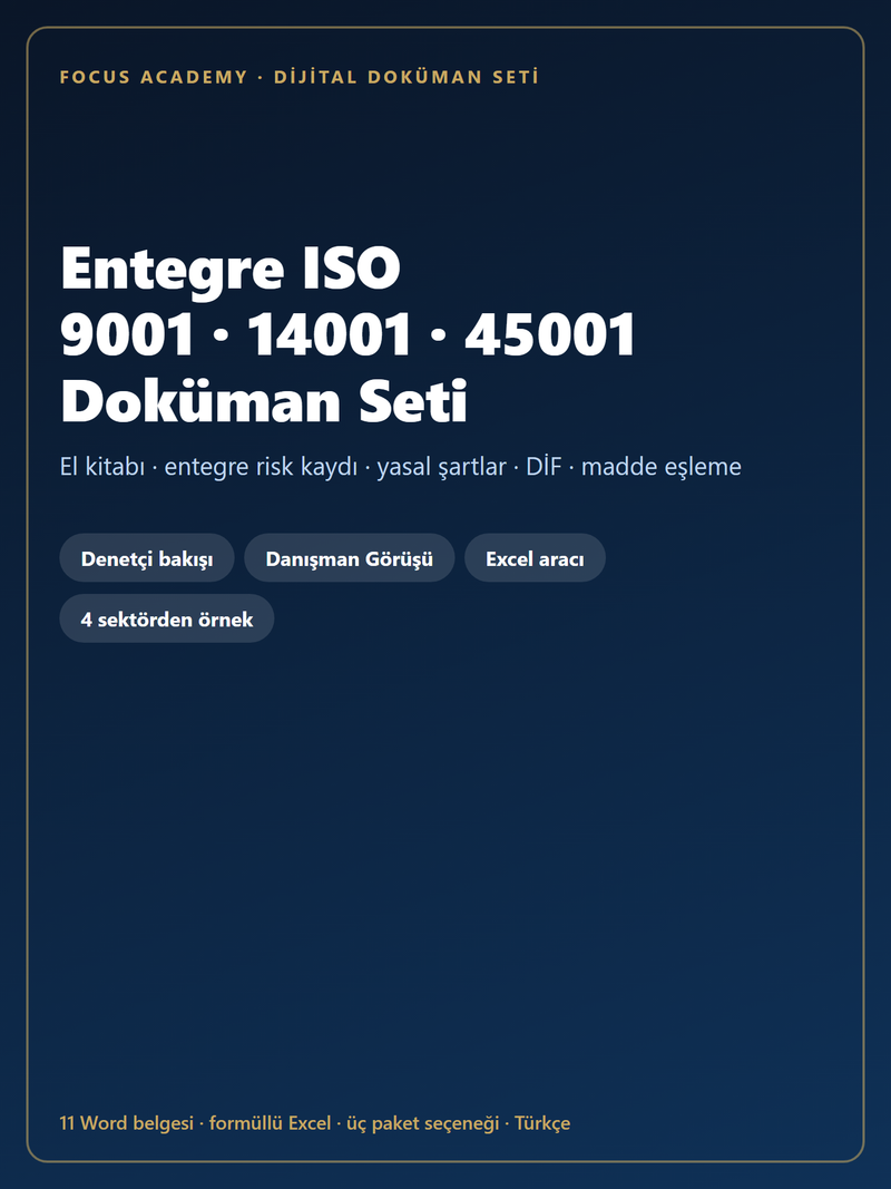 Entegre ISO 9001-14001-45001 Doküman Seti kapak