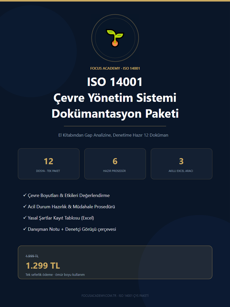 ISO 14001:2015 Çevre Yönetim Sistemi Dokümantasyon Paketi