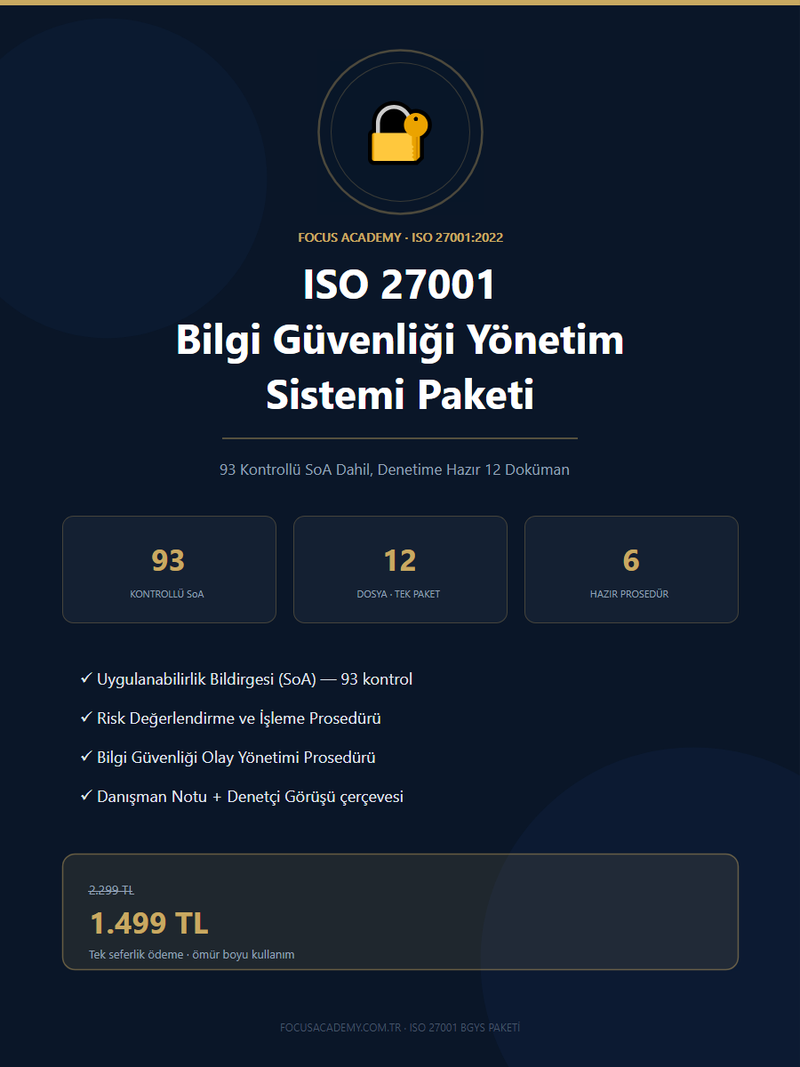 ISO 27001:2022 Bilgi Güvenliği Yönetim Sistemi Dokümantasyon Paketi