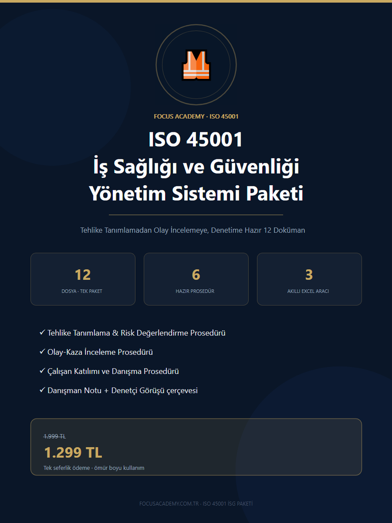 ISO 45001:2018 İş Sağlığı ve Güvenliği Yönetim Sistemi Dokümantasyon Paketi