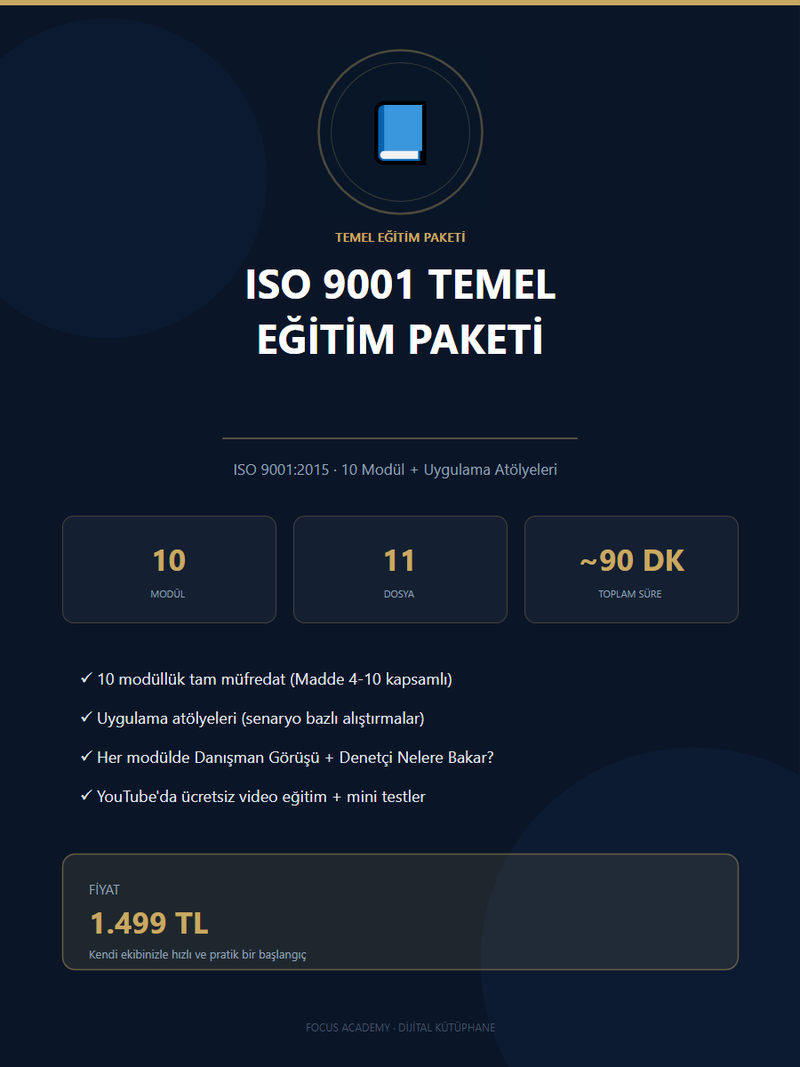ISO 9001 Temel Eğitim Paketi (Focus Academy)