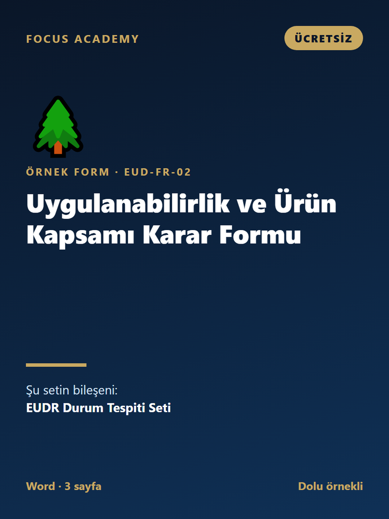 Ücretsiz Örnek: Uygulanabilirlik ve Ürün Kapsamı Karar Formu